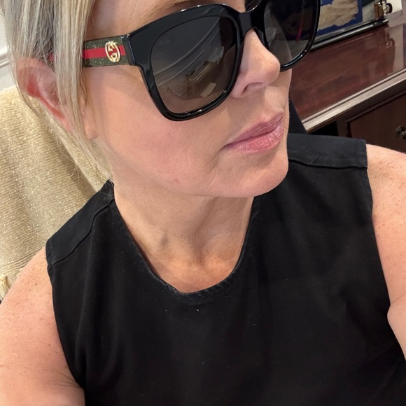 GUCCI Sunglasses GG 0034S Black w Red & Green Glitter - Picture 2 of 16